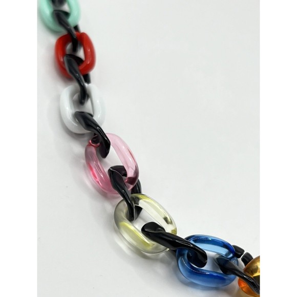 Multicolored Unisex Acrylic Chain Link Necklace 17”~ 4mm Thick~ - Picture 3 of 9